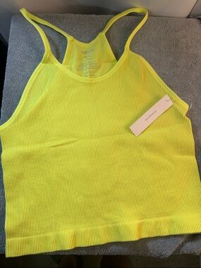 Bright Yellow Ribbed Racerback Tank Top - Unbranded